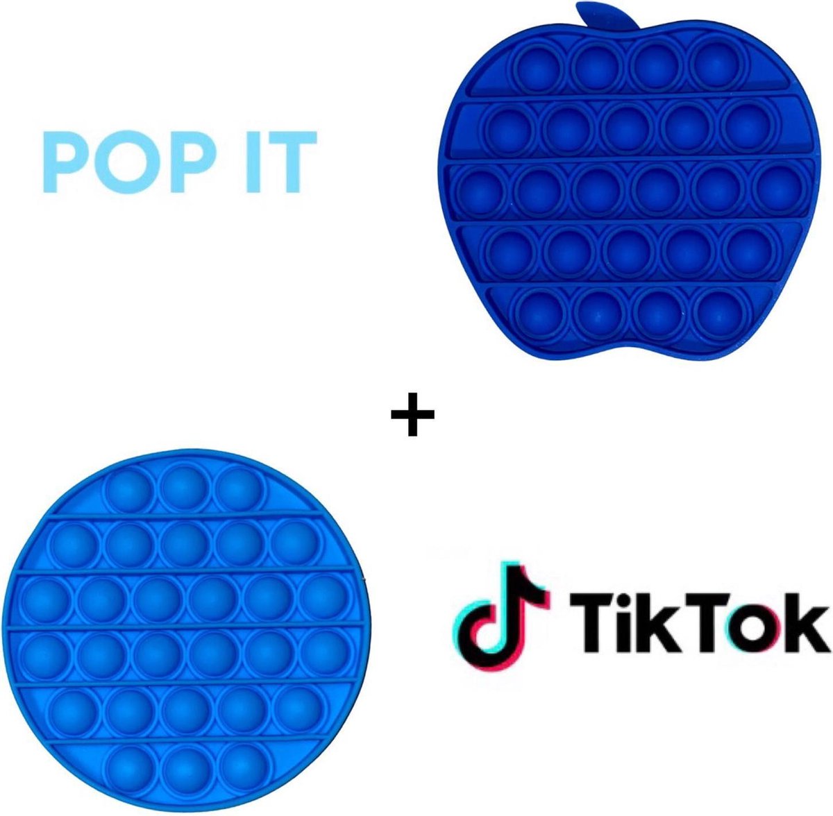 Pop it fidget toys 2 in 1  Appel Blauw + Rond Blauwl | Tiktok trend 2021 | Bubbel pop | Educatief | Anti stress | Leuk speeltje | Stressknopjes | Meisje √ jongen √ volwassenen | Verjaardag cadeau